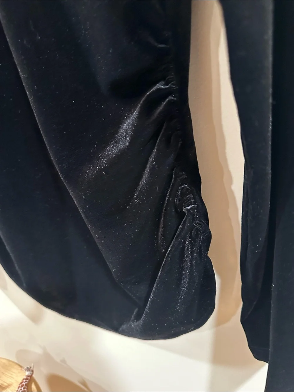 MICHAEL Michael Kors Black Velvet Ruched Mock Neck Top